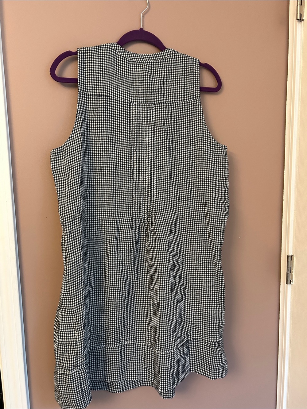 NWT Quince 100% European Linen Sleeveless Swing Dress Gingham Size L - Picture 5 of 13